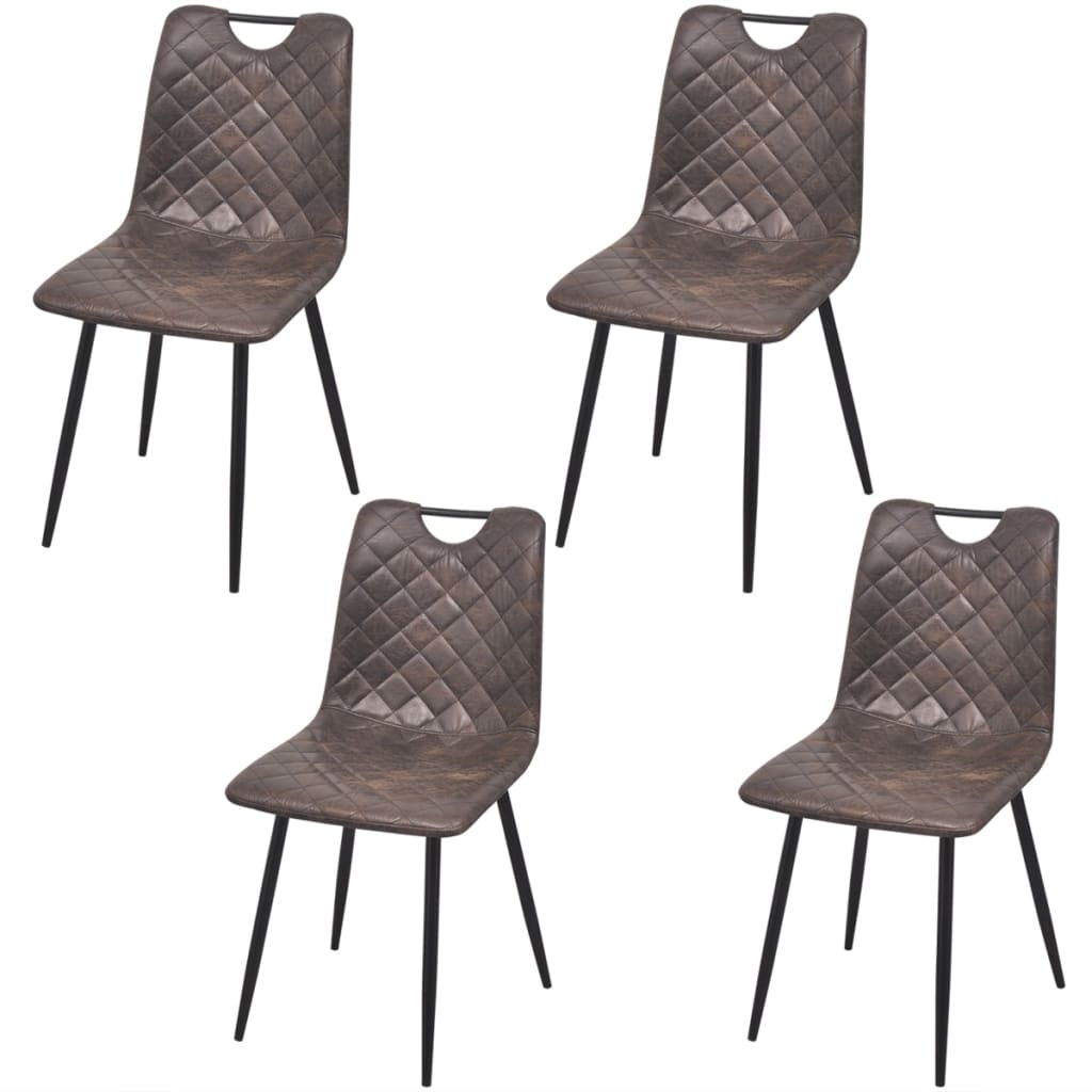 Eetkamerstoelen 4 st kunstleer donkerbruin Eetkamerstoelen 4 st kunstleer donkerbruin