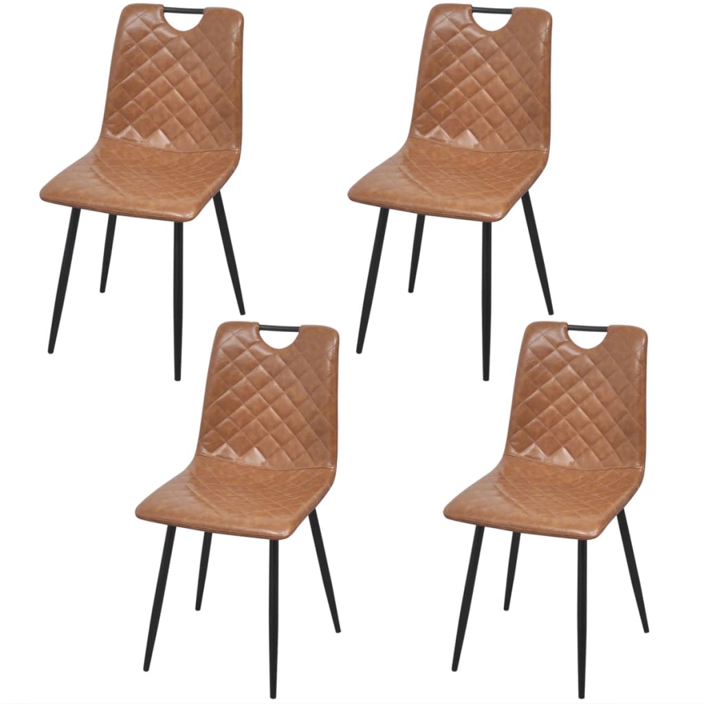 Eetkamerstoelen 4 stuks lichtbruin kunstleer Eetkamerstoelen 4 stuks lichtbruin kunstleer