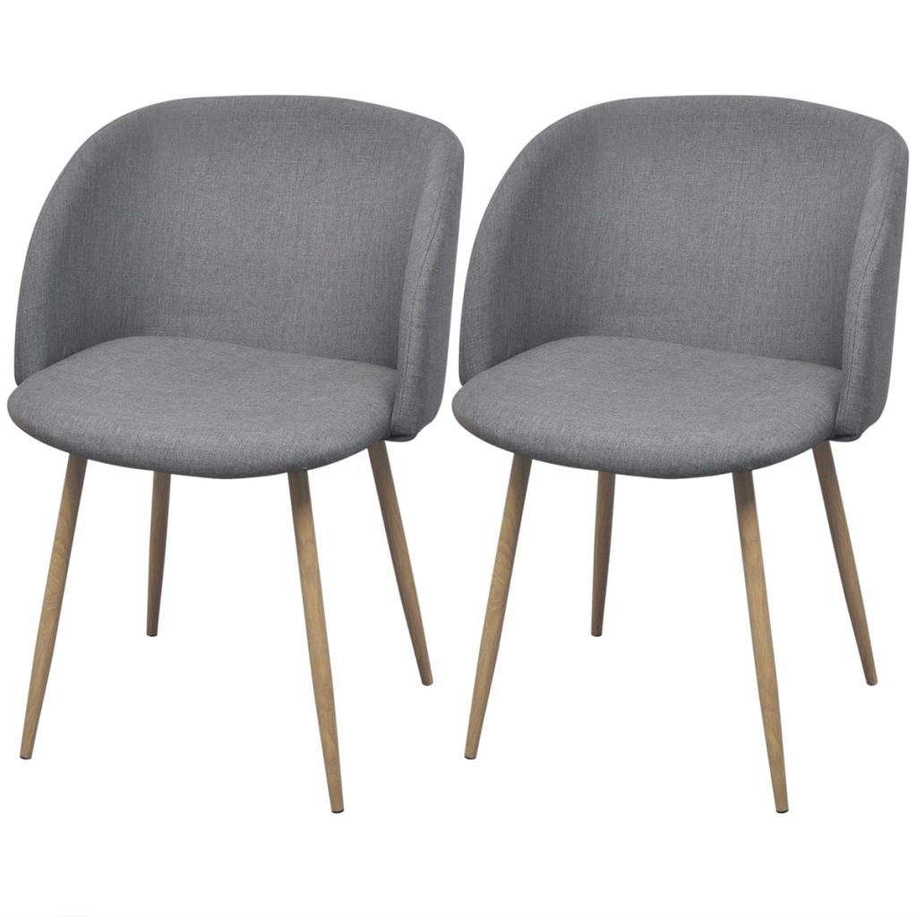 Eetkamerstoelen 2 st stof lichtgrijs Eetkamerstoelen 2 st stof lichtgrijs