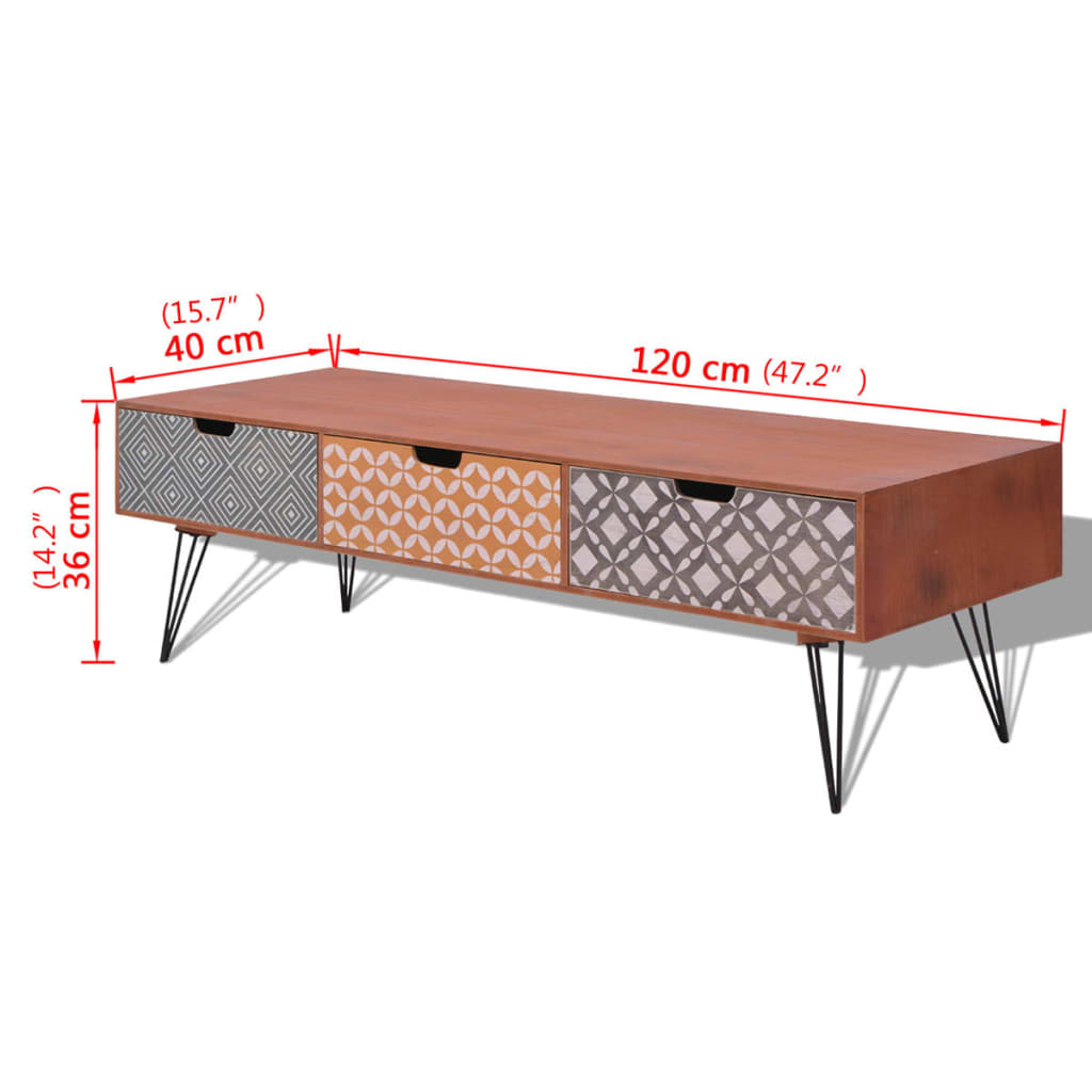 Tv-meubel met 3 lades 120x40x36 cm bruin Tv-meubel met 3 lades 120x40x36 cm bruin