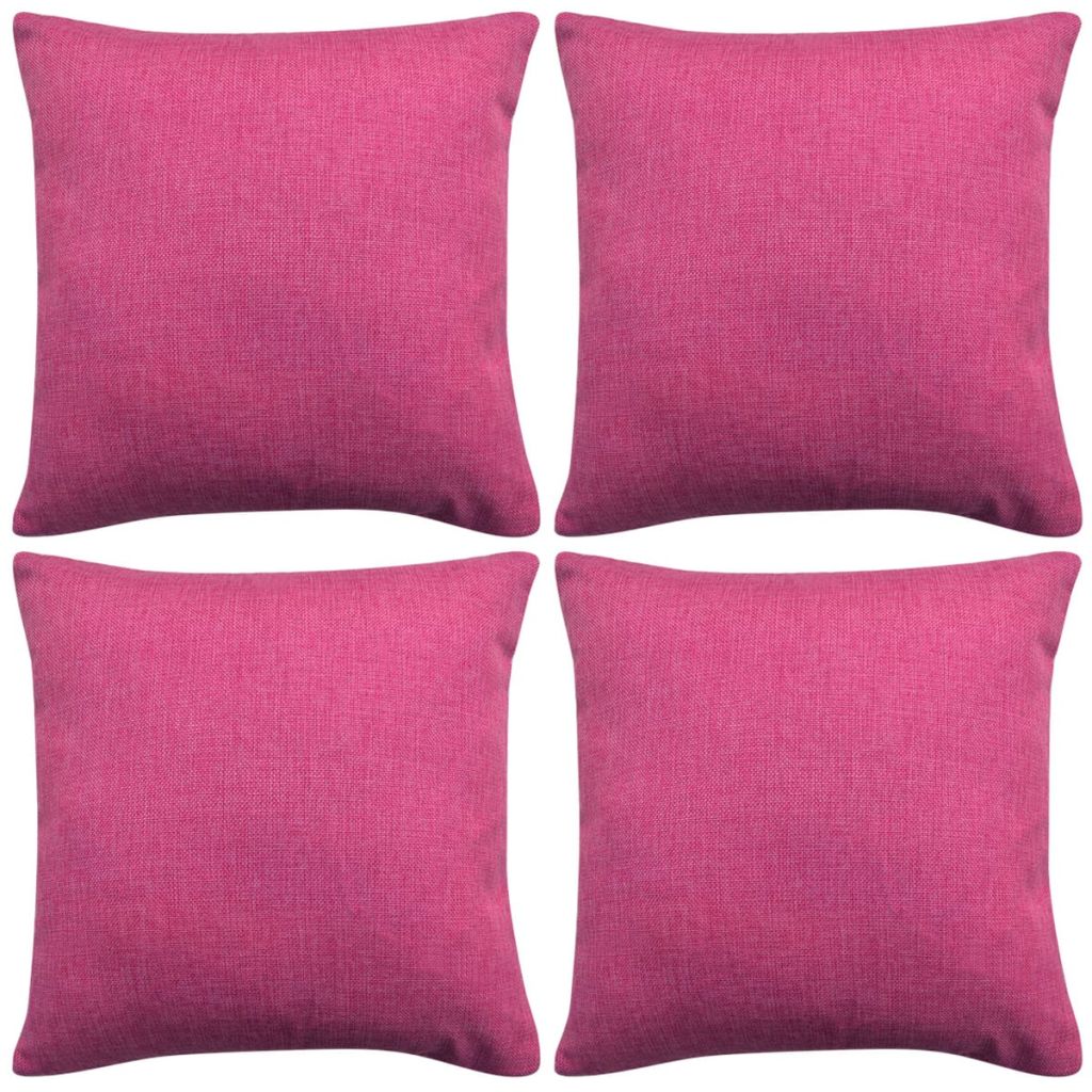 Kussenhoezen 4 stuks linnen look roze 40x40 cm Kussenhoezen 4 stuks linnen look roze 40x40 cm