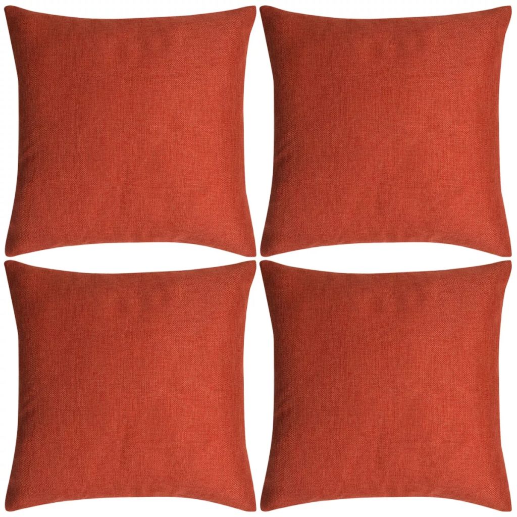 Kussenhoezen 4 stuks linnen look terracotta 50x50 cm Kussenhoezen 4 stuks linnen look terracotta 50x50 cm