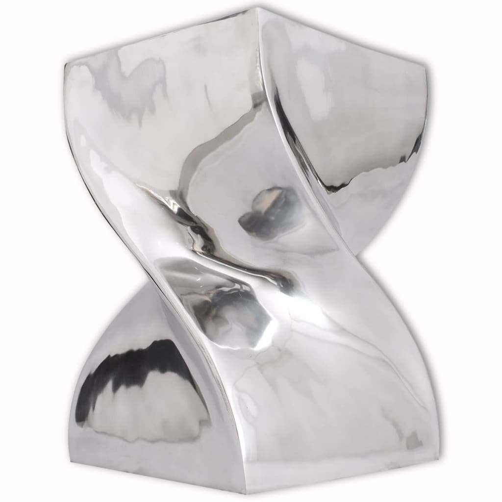 Kruk/bijzettafel in gedraaide vorm zilver aluminium Kruk/bijzettafel in gedraaide vorm zilver aluminium