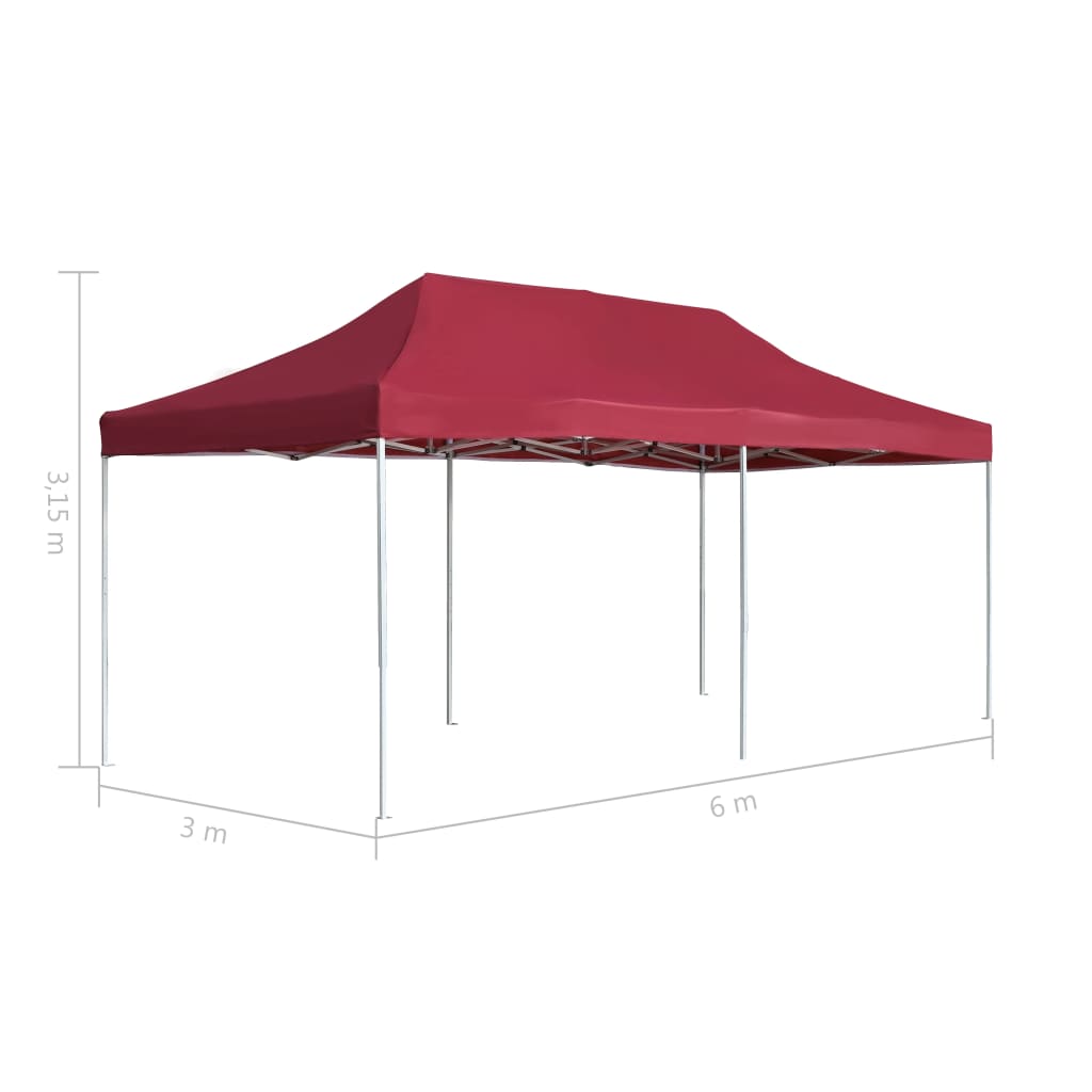 Partytent professioneel inklapbaar 6x3 m aluminium wijnrood Partytent professioneel inklapbaar 6x3 m aluminium wijnrood