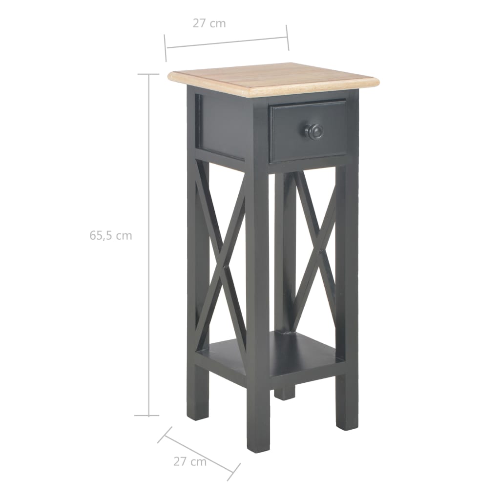 Bijzettafel 27x27x65,5 cm hout zwart Bijzettafel 27x27x65,5 cm hout zwart