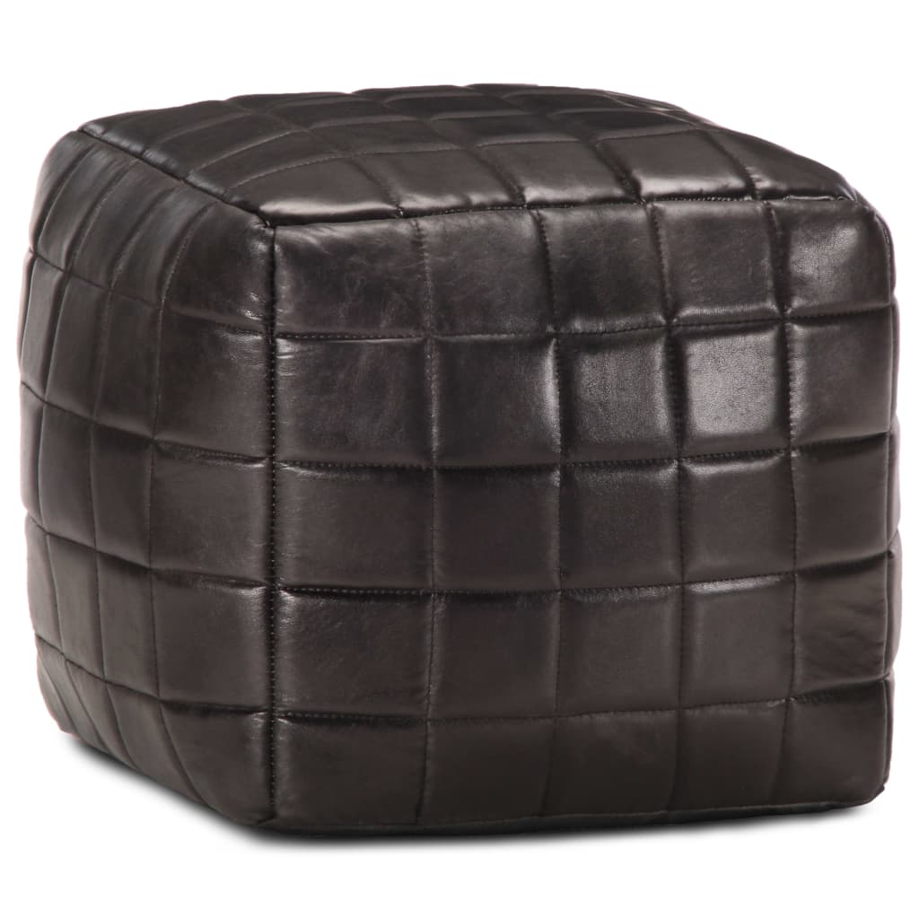 Poef 40x40x40 cm echt geitenleer zwart Poef 40x40x40 cm echt geitenleer zwart