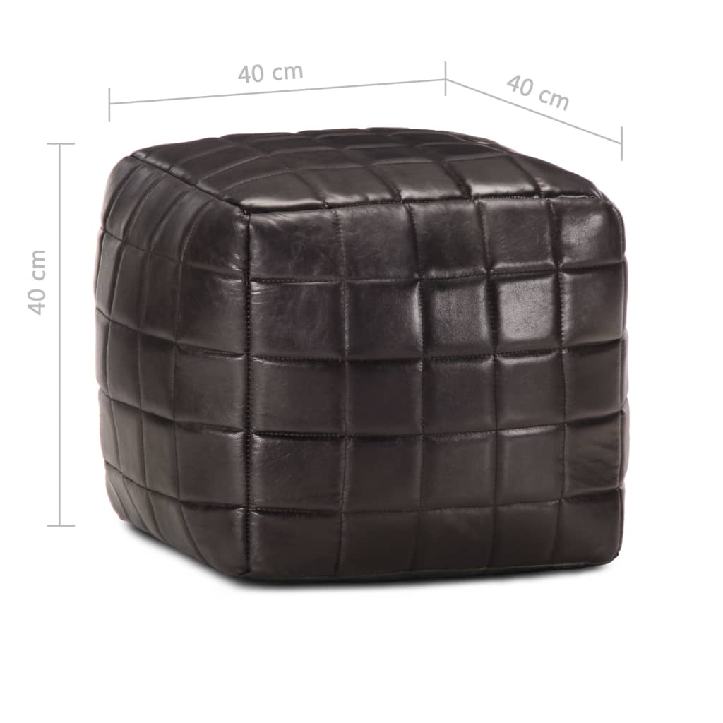 Poef 40x40x40 cm echt geitenleer zwart Poef 40x40x40 cm echt geitenleer zwart