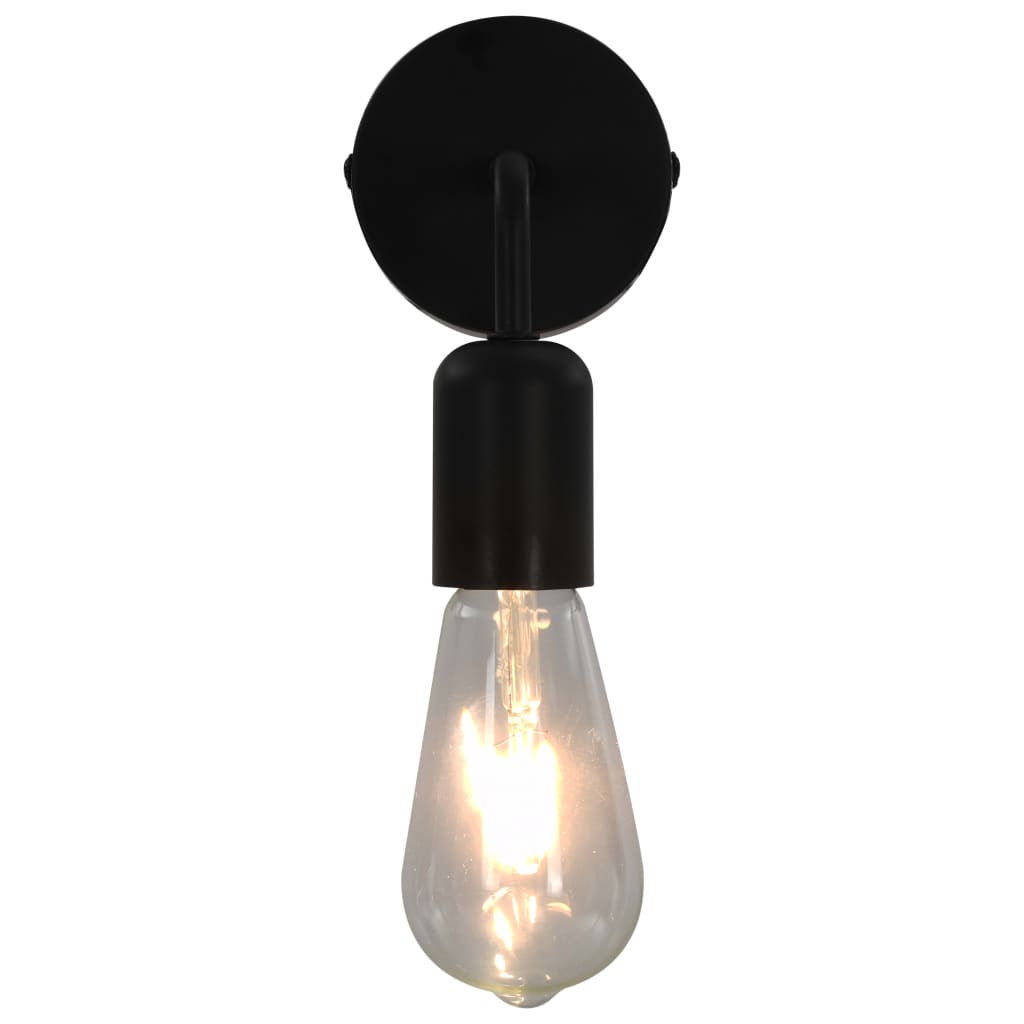 Wandlampen 2 st met filament peren 2 W E27 zwart Wandlampen 2 st met filament peren 2 W E27 zwart