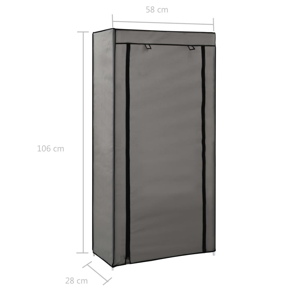 Schoenenkast met hoes 58x28x106 cm stof grijs Schoenenkast met hoes 58x28x106 cm stof grijs