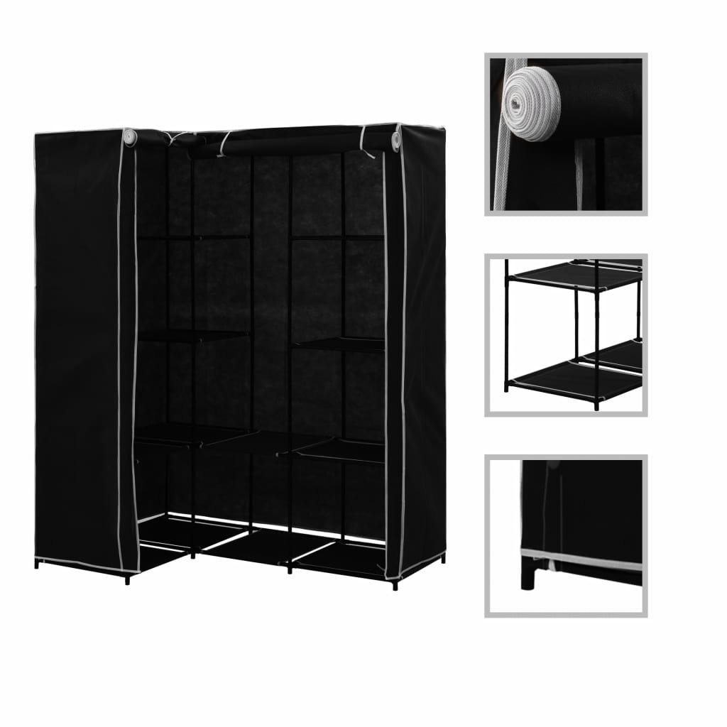 Hoekkledingkast 130x87x169 cm zwart Hoekkledingkast 130x87x169 cm zwart