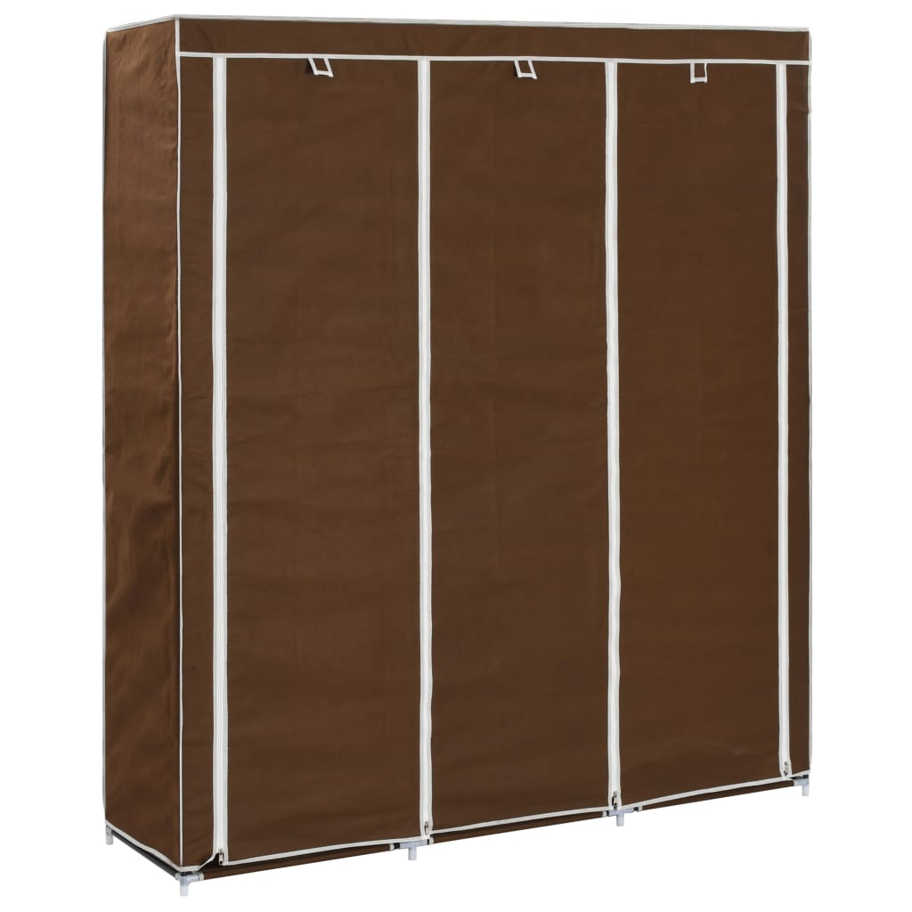 Kledingkast met vakken en stangen 150x45x175 cm stof bruin Kledingkast met vakken en stangen 150x45x175 cm stof bruin