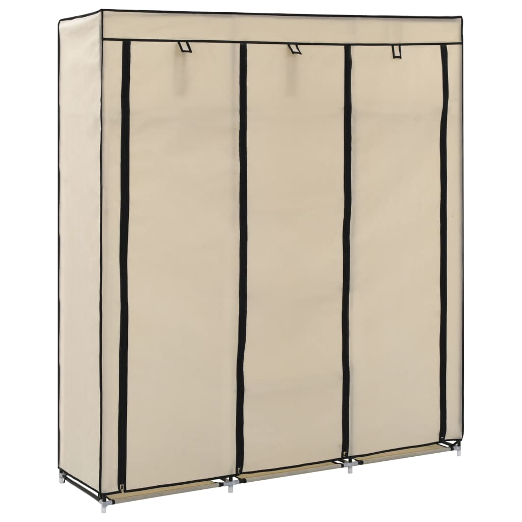 Kledingkast met vakken en stangen 150x45x175 cm stof crme Kledingkast met vakken en stangen 150x45x175 cm stof crme