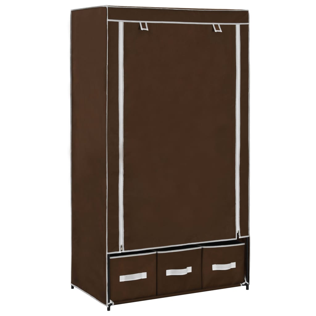 Kledingkast 87x49x159 cm stof bruin Kledingkast 87x49x159 cm stof bruin