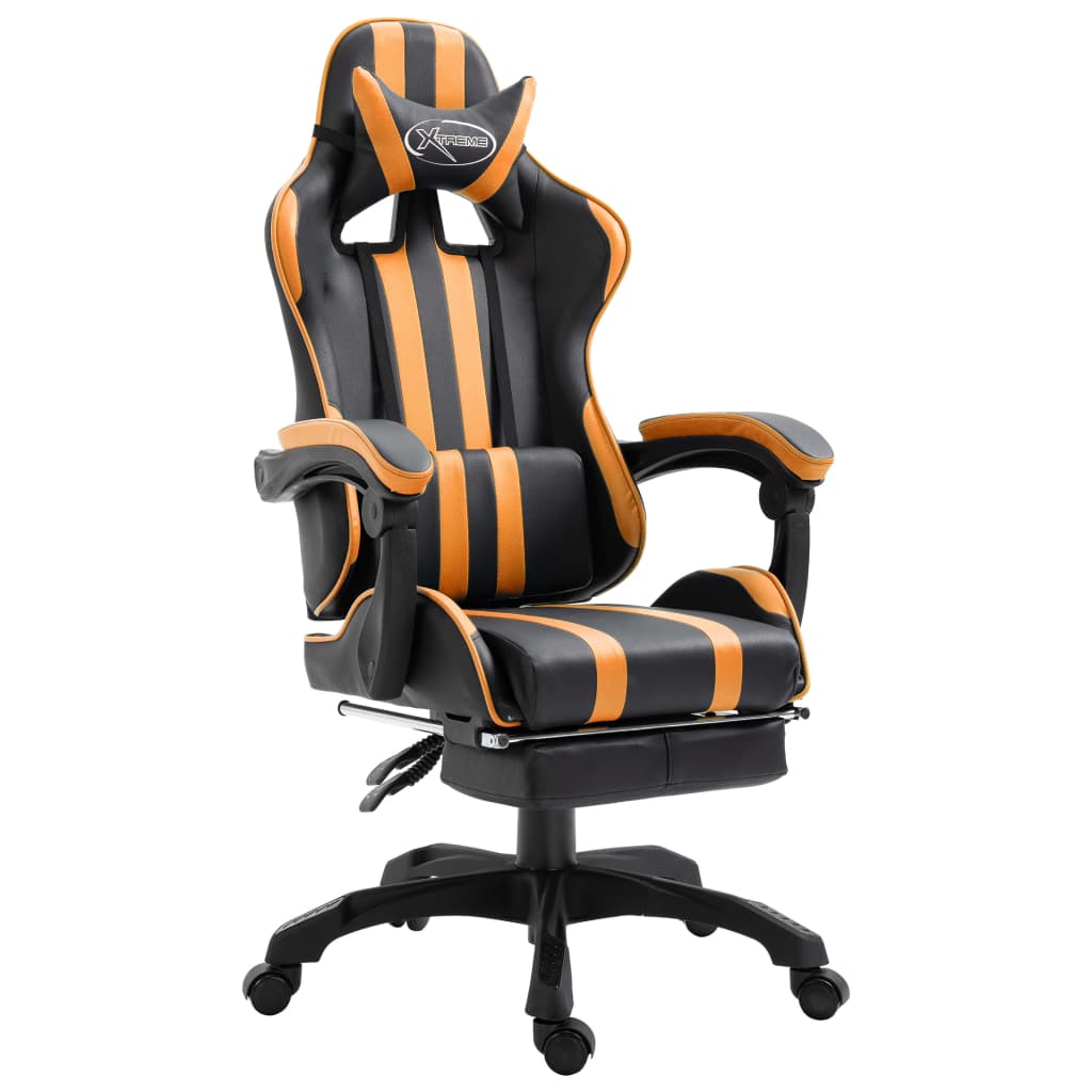 Gamingstoel met voetensteun kunstleer oranje Gamingstoel met voetensteun kunstleer oranje
