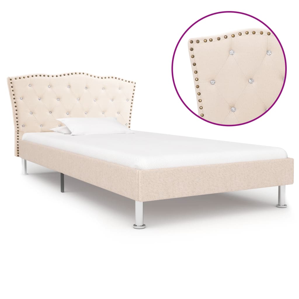 Bedframe stof beige 90x200 cm Bedframe stof beige 90x200 cm
