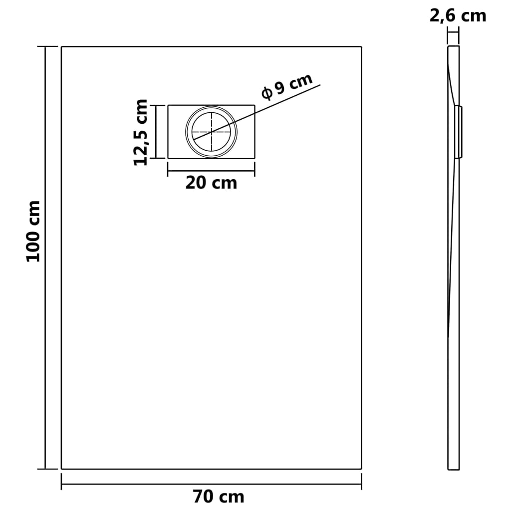 Douchebak 100x70 cm SMC zwart Douchebak 100x70 cm SMC zwart