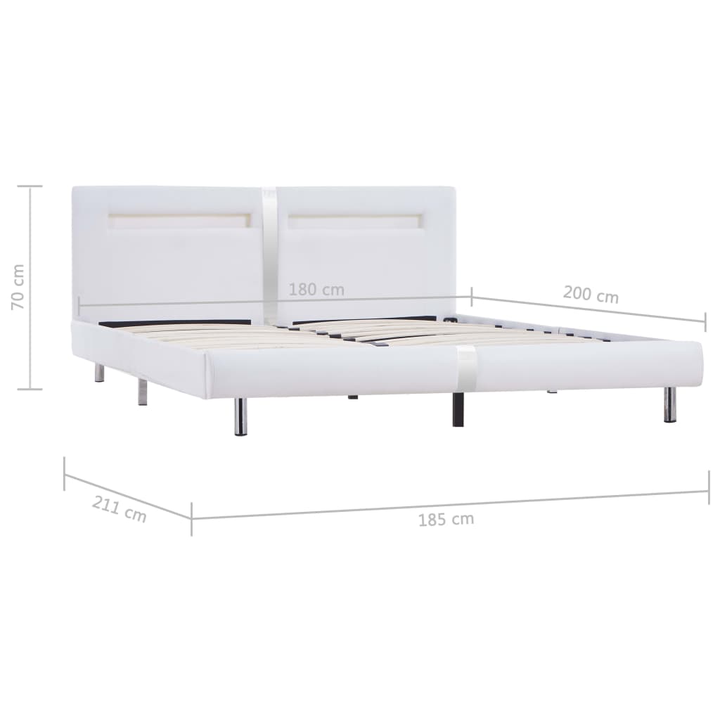 Bedframe met LED kunstleer wit 180x200 cm Bedframe met LED kunstleer wit 180x200 cm