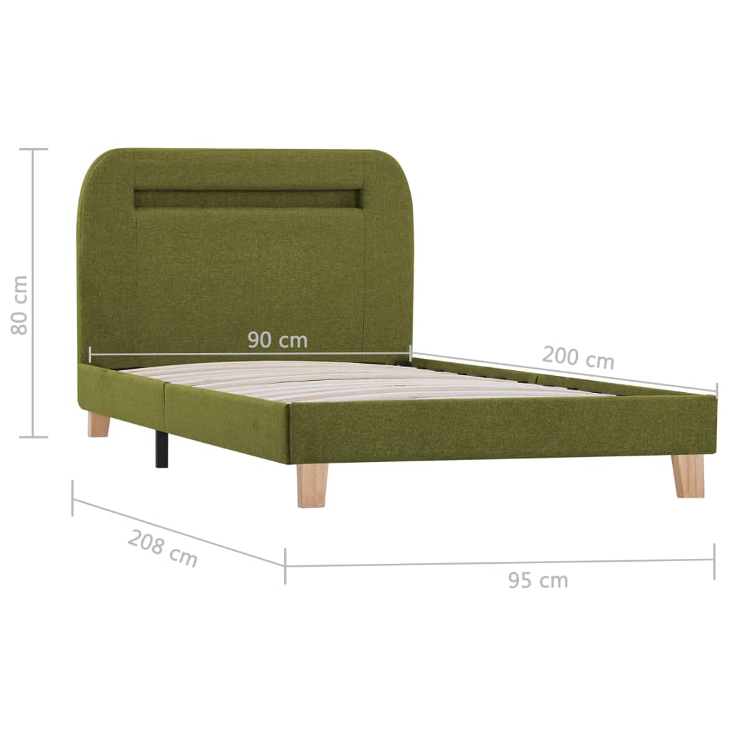 Bedframe met LED stof groen 90x200 cm Bedframe met LED stof groen 90x200 cm