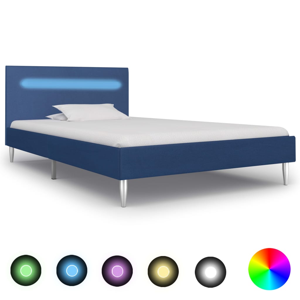 Bedframe met LED stof blauw 90x200 cm Bedframe met LED stof blauw 90x200 cm