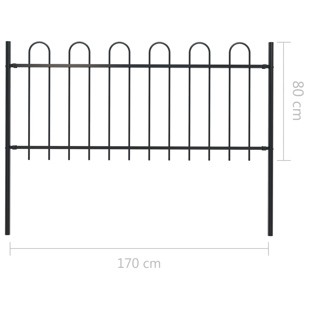 Tuinhek met ronde bovenkant 1,7x0,8 m staal zwart Tuinhek met ronde bovenkant 1,7x0,8 m staal zwart