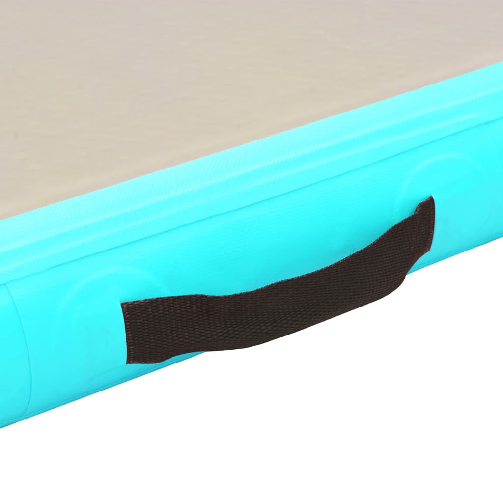 Gymnastiekmat met pomp opblaasbaar 600x100x10 cm PVC groen Gymnastiekmat met pomp opblaasbaar 600x100x10 cm PVC groen