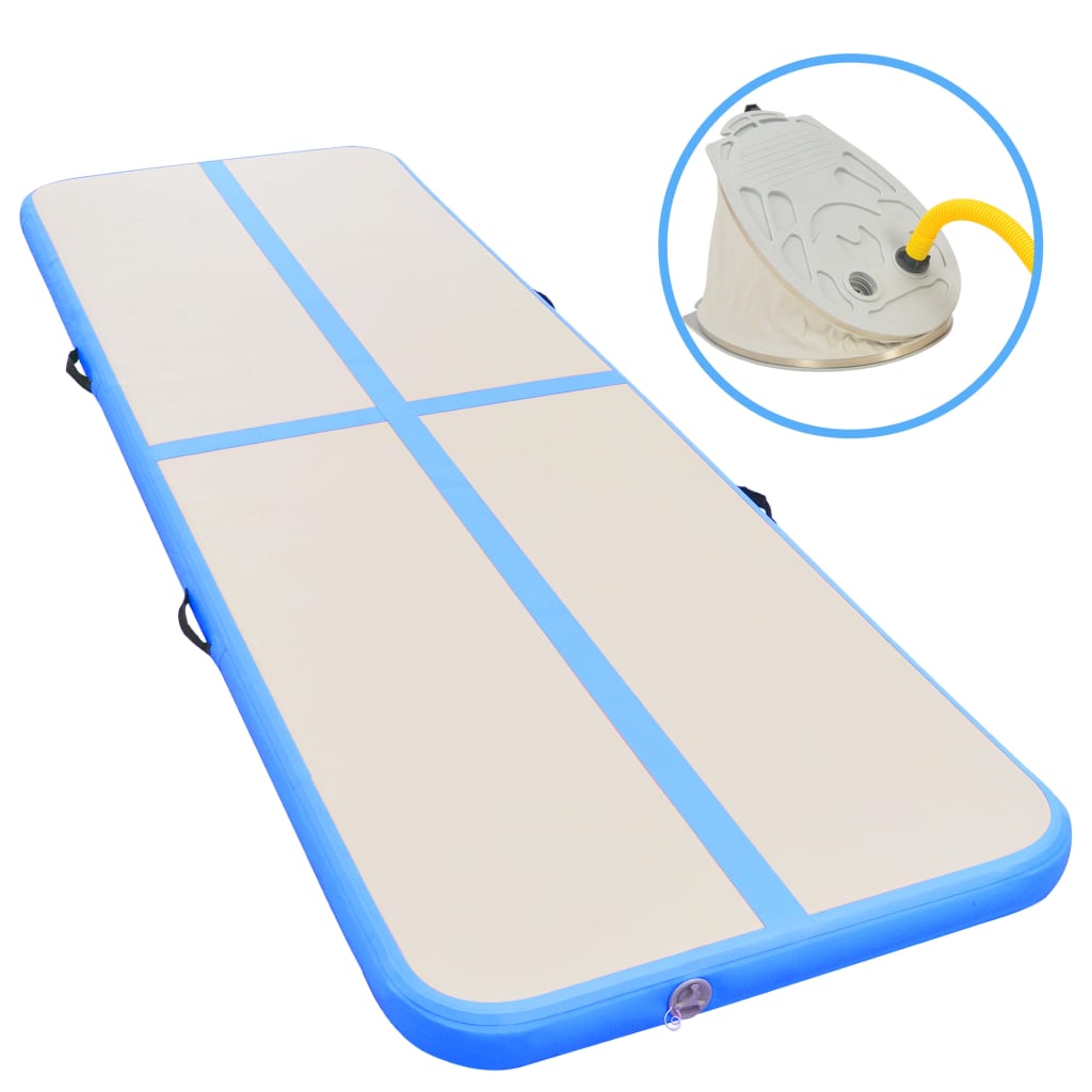 Gymnastiekmat met pomp opblaasbaar 800x100x10 cm PVC blauw Gymnastiekmat met pomp opblaasbaar 800x100x10 cm PVC blauw