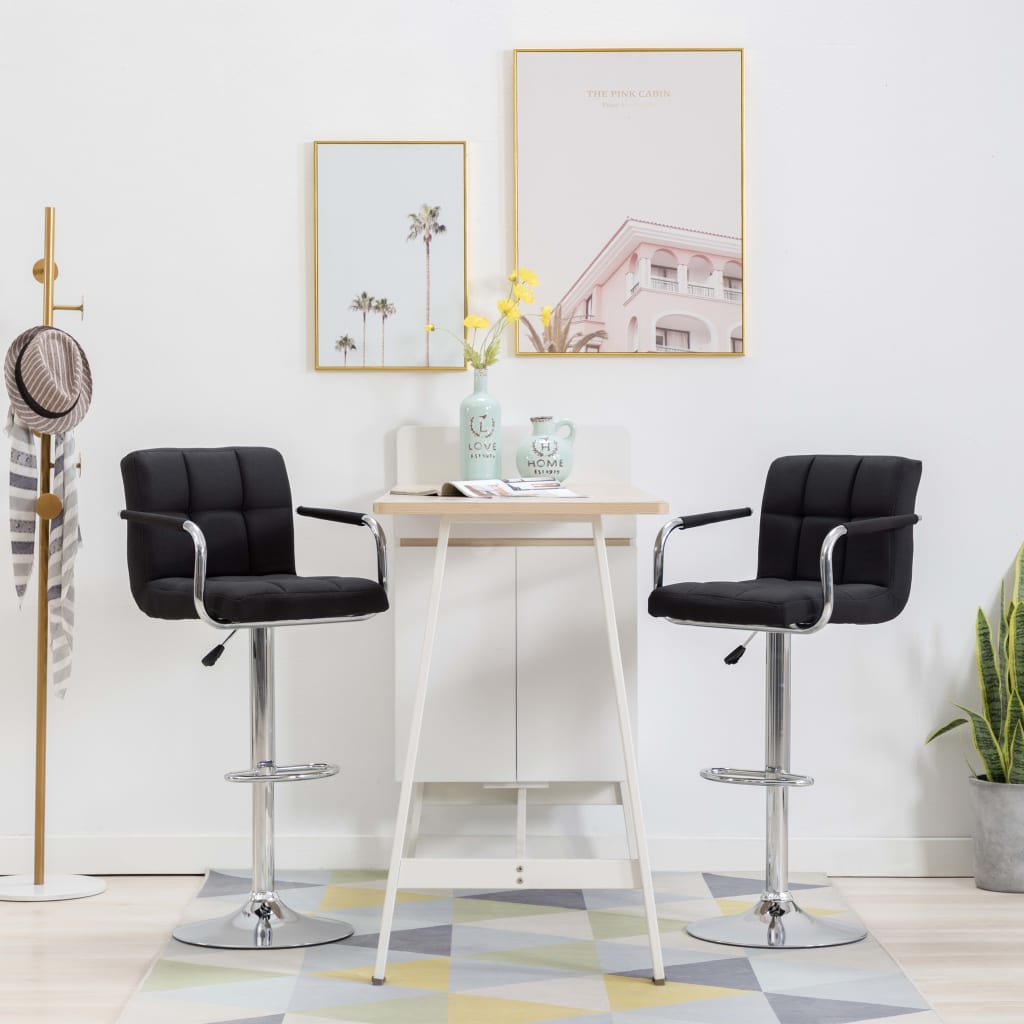 Barstoelen 2 st stof zwart Barstoelen 2 st stof zwart