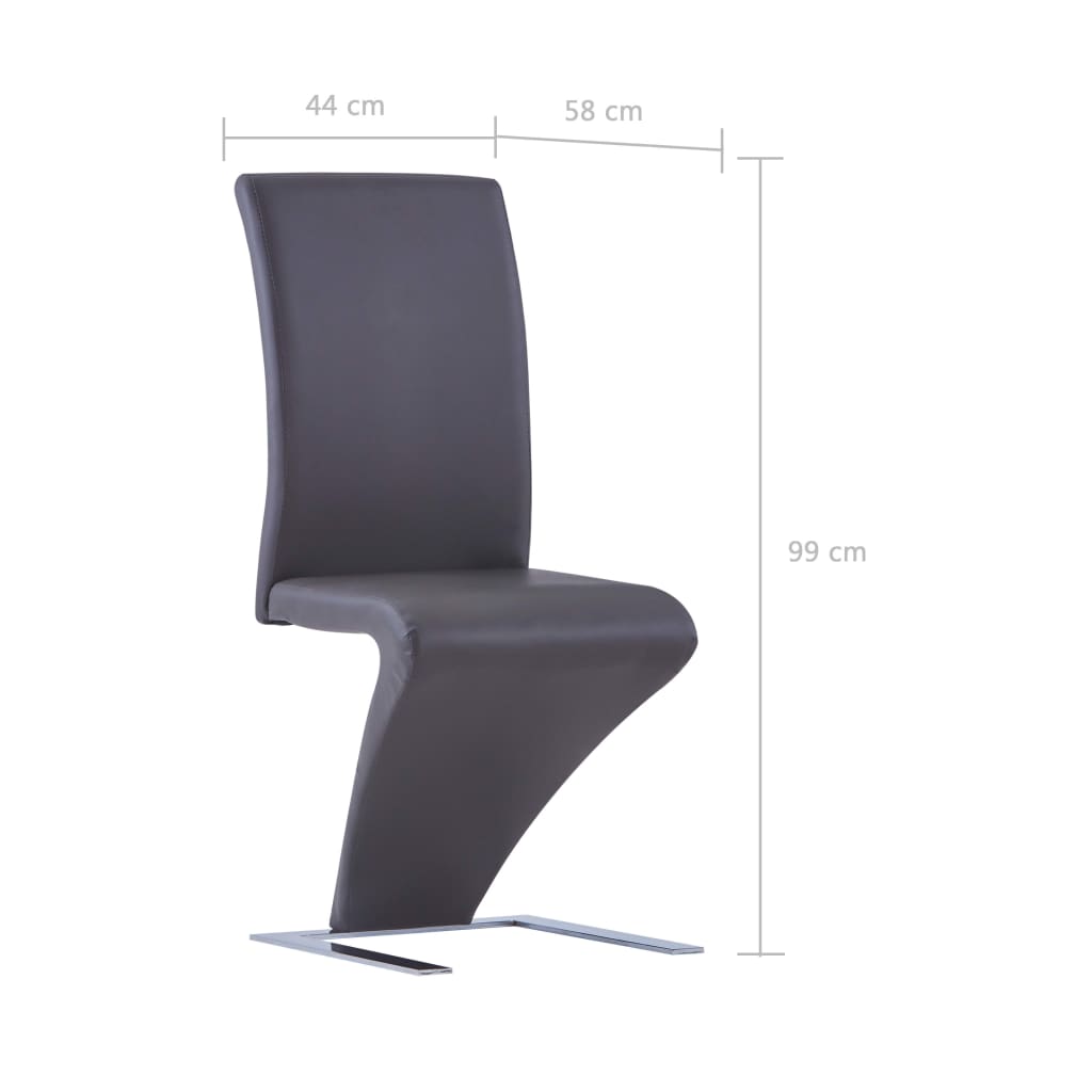 Eetkamerstoelen met zigzag-vorm 2 st kunstleer grijs Eetkamerstoelen met zigzag-vorm 2 st kunstleer grijs
