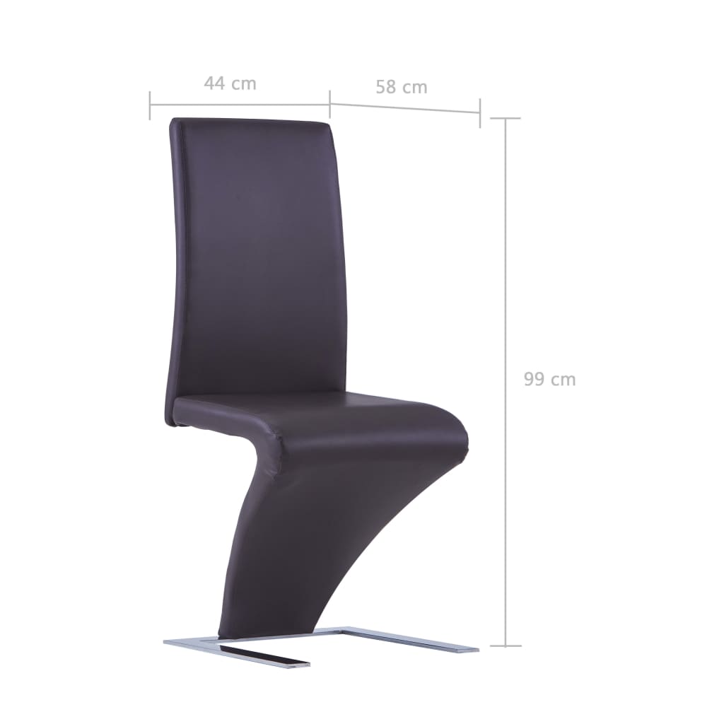 Eetkamerstoelen met zigzag-vorm 2 st kunstleer bruin Eetkamerstoelen met zigzag-vorm 2 st kunstleer bruin