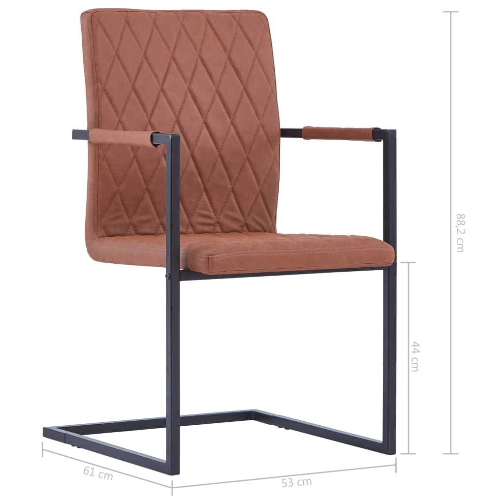 Eetkamerstoelen 2 st kunstleer bruin Eetkamerstoelen 2 st kunstleer bruin