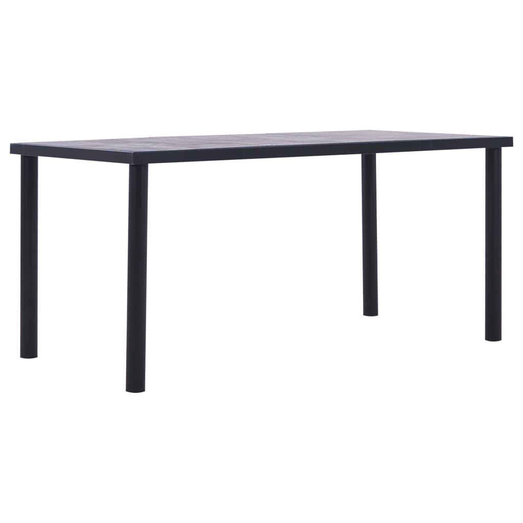 Eettafel 160x80x75 cm MDF zwart en betongrijs Eettafel 160x80x75 cm MDF zwart en betongrijs
