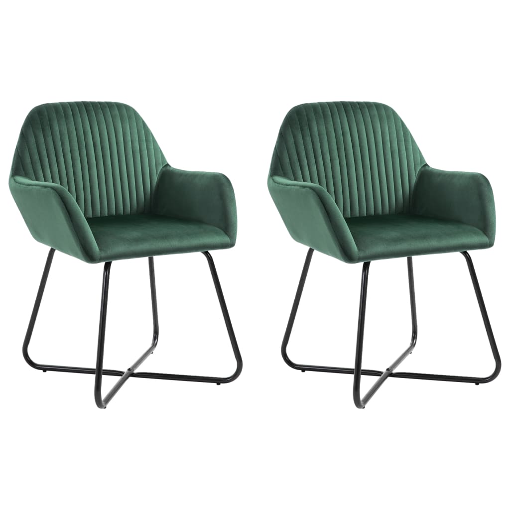 Eetkamerstoelen 2 st fluweel groen Eetkamerstoelen 2 st fluweel groen