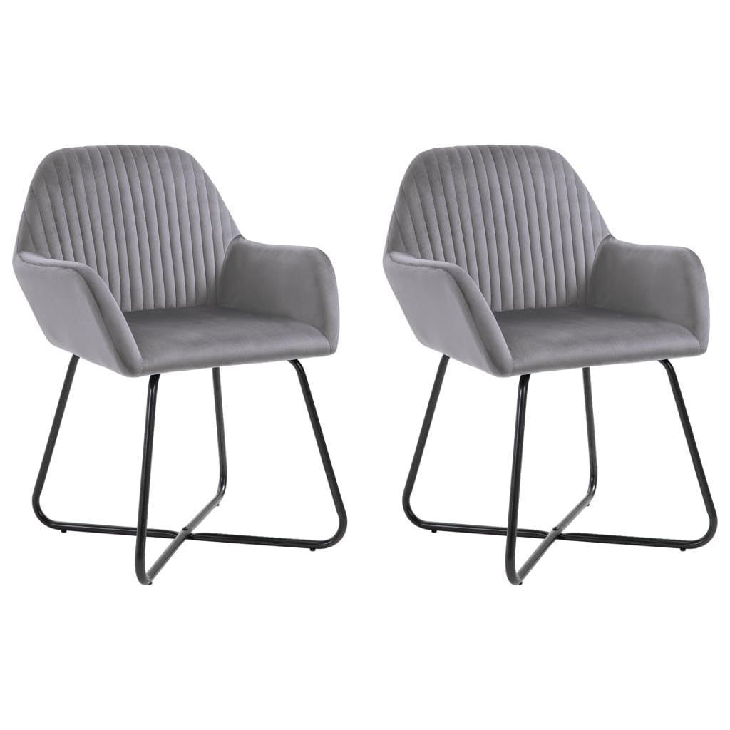 Eetkamerstoelen 2 st fluweel grijs Eetkamerstoelen 2 st fluweel grijs