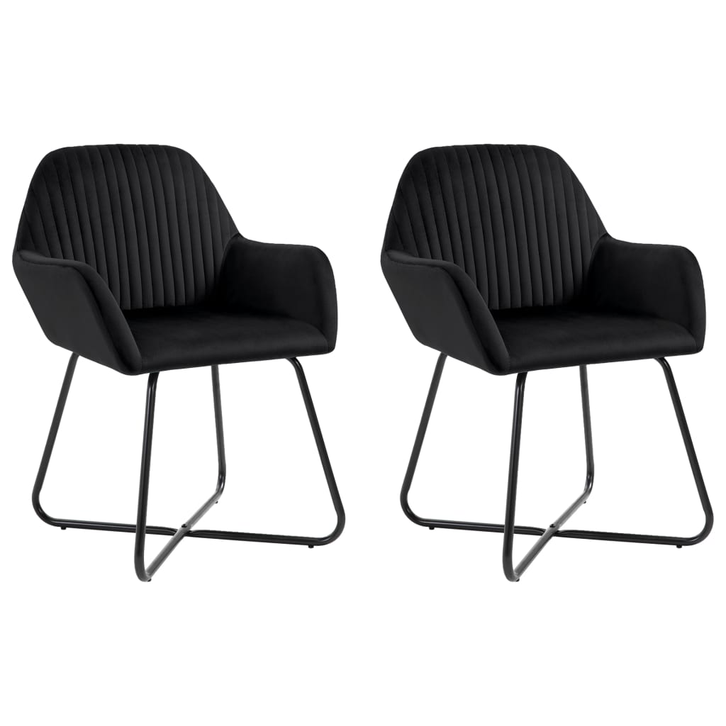 Eetkamerstoelen 2 st fluweel zwart Eetkamerstoelen 2 st fluweel zwart