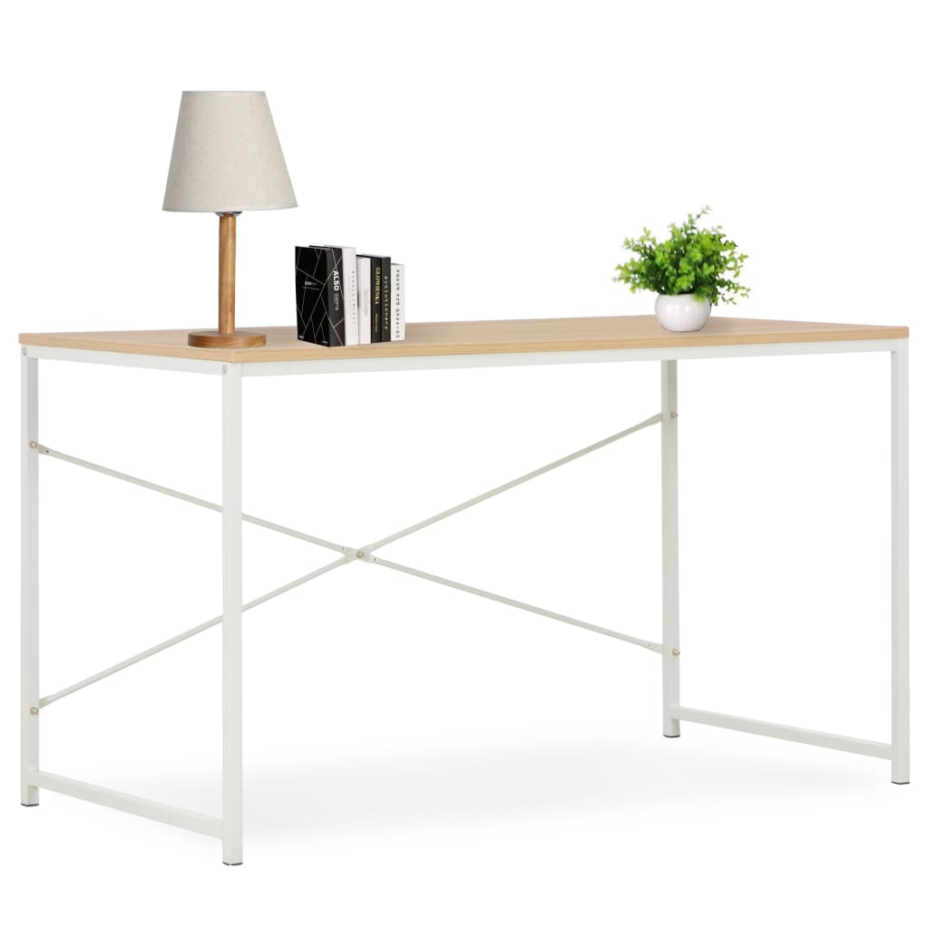 Computerbureau 120x60x70 cm wit en eikenkleurig Computerbureau 120x60x70 cm wit en eikenkleurig