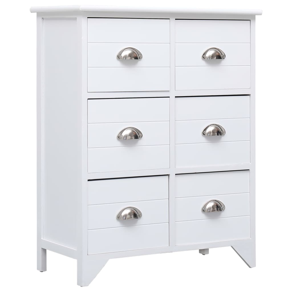 Bijzetkast met 6 lades 60x30x75 cm paulowniahout wit Bijzetkast met 6 lades 60x30x75 cm paulowniahout wit