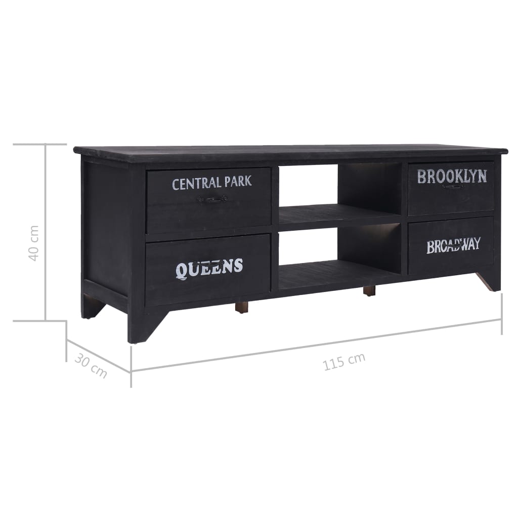 Tv-meubel 115x30x40 cm hout zwart Tv-meubel 115x30x40 cm hout zwart