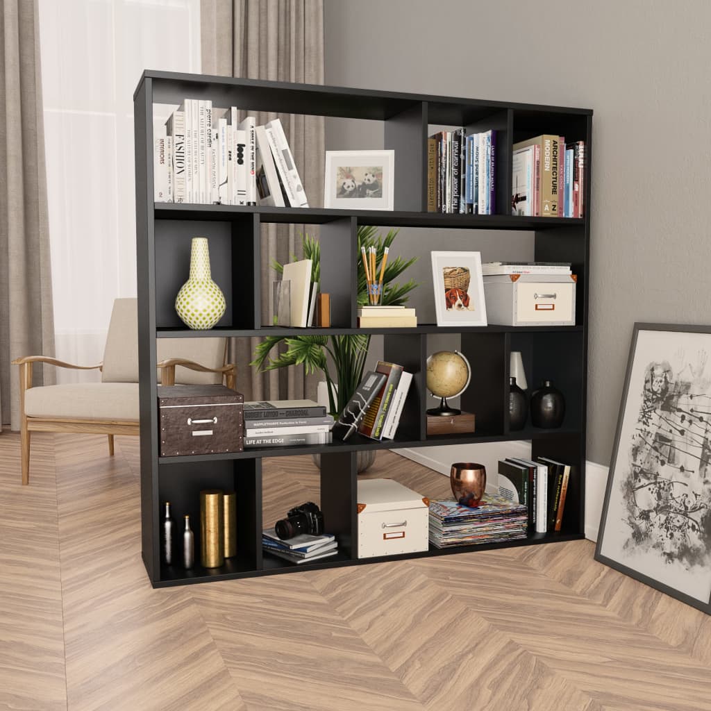 Kamerscherm/boekenkast 110x24x110 cm spaanplaat zwart Kamerscherm/boekenkast 110x24x110 cm spaanplaat zwart