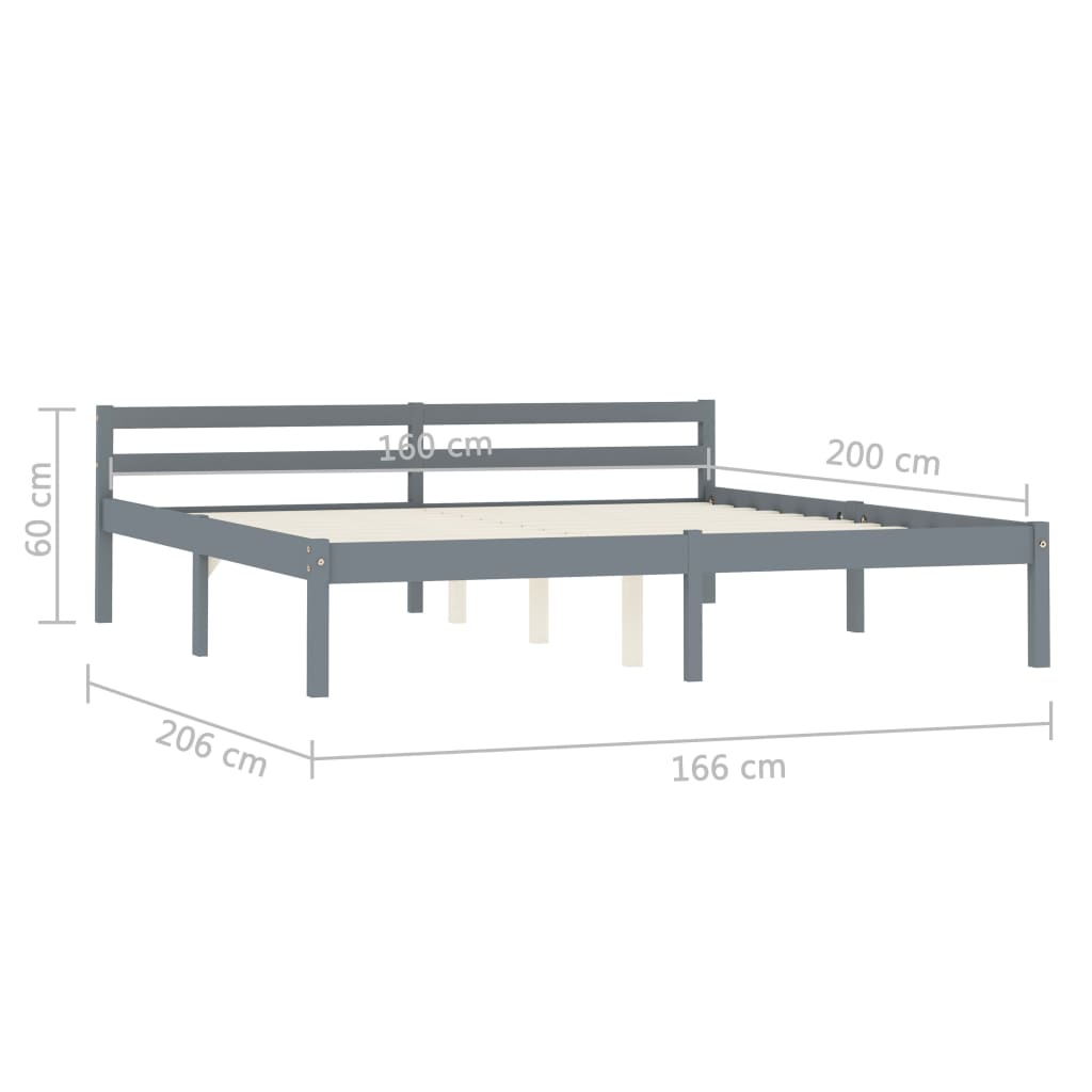 Bedframe massief grenenhout grijs 160x200 cm Bedframe massief grenenhout grijs 160x200 cm