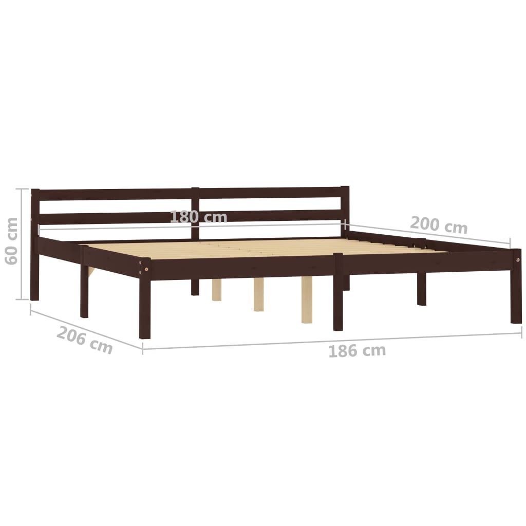 Bedframe massief grenenhout donkerbruin 180x200 cm Bedframe massief grenenhout donkerbruin 180x200 cm