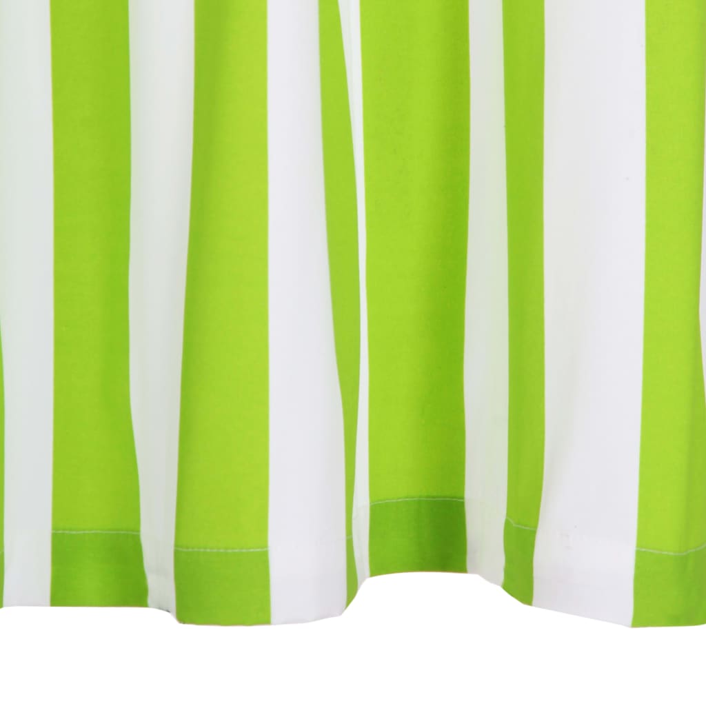 Gordijnen met metalen ringen 2 st streep 140x245 cm stof groen Gordijnen met metalen ringen 2 st streep 140x245 cm stof groen