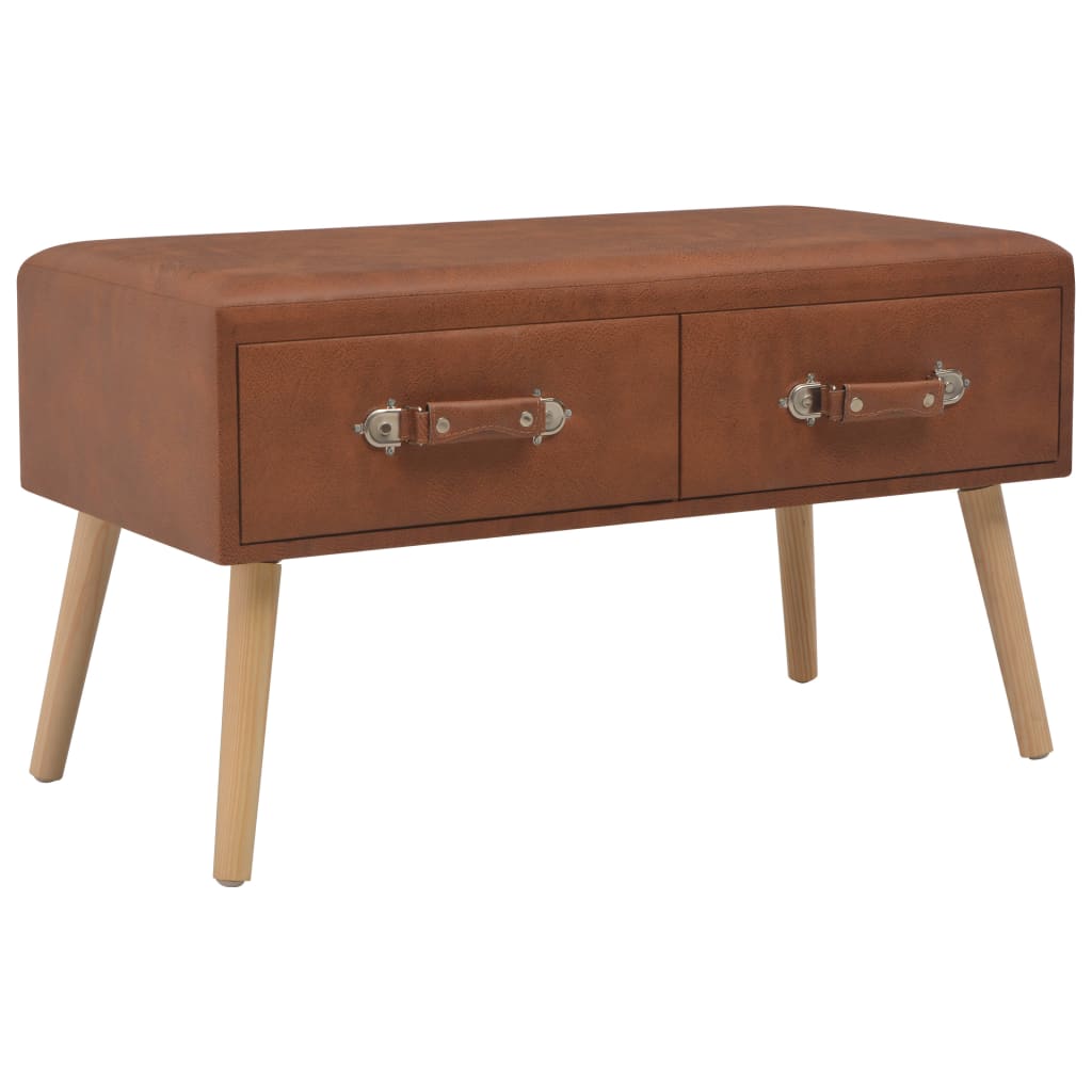 Bank met lades 80 cm kunstleer bruin Bank met lades 80 cm kunstleer bruin