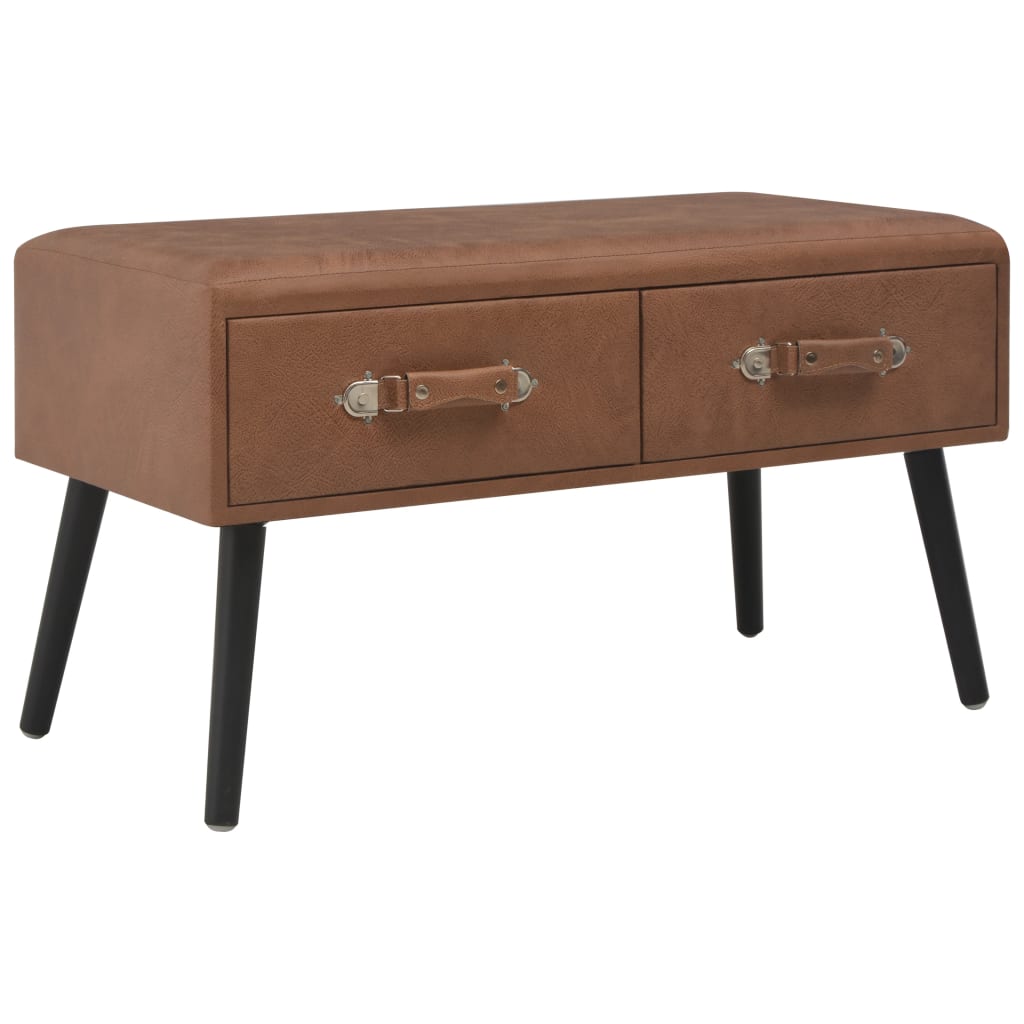 Bank met lades 80 cm kunstleer donkerbruin Bank met lades 80 cm kunstleer donkerbruin
