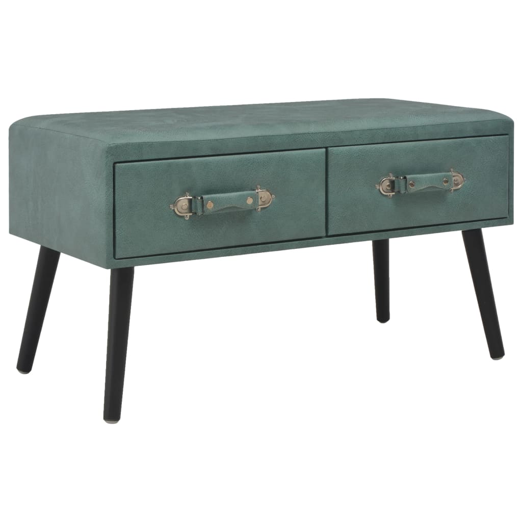 Bank met lades 80 cm kunstleer zeegroen Bank met lades 80 cm kunstleer zeegroen