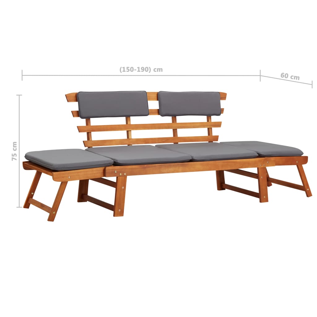 Ligbed met kussen 2-in-1 190 cm massief acaciahout Ligbed met kussen 2-in-1 190 cm massief acaciahout
