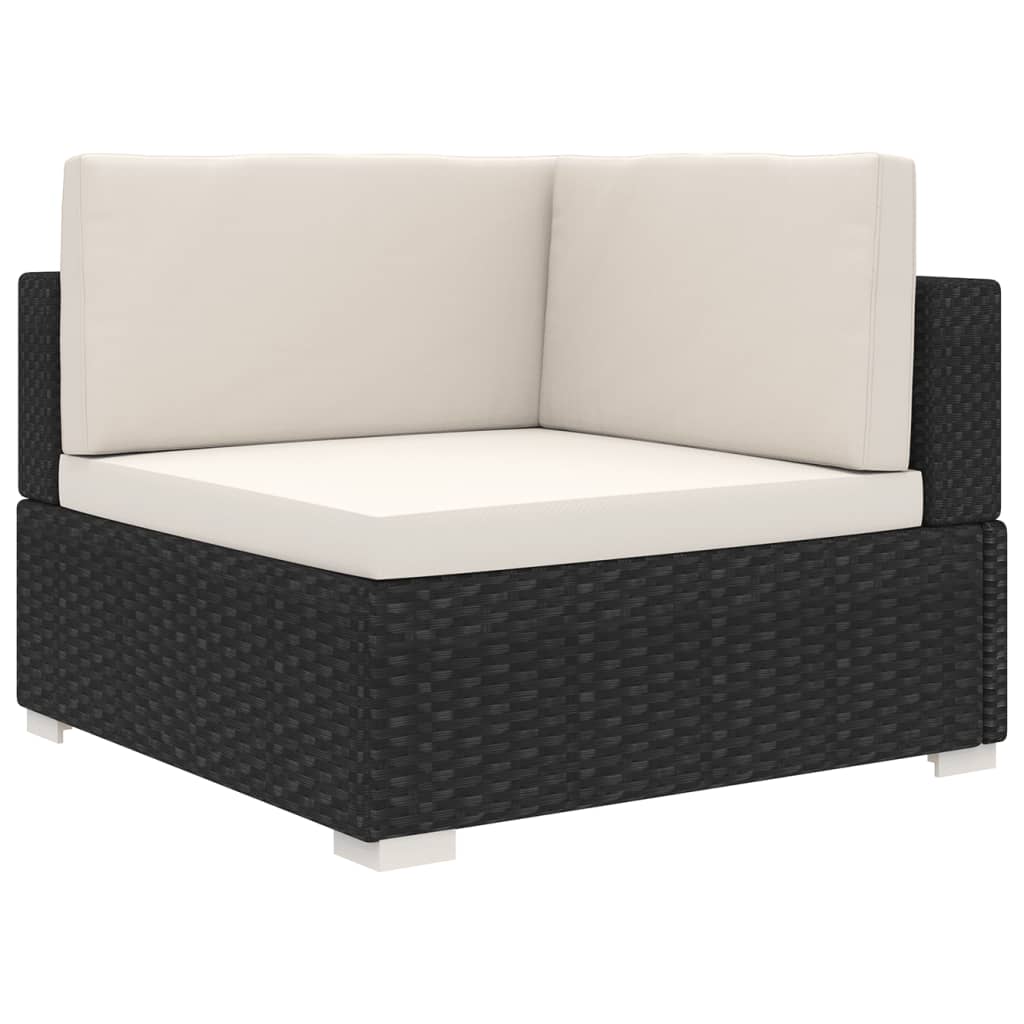 Hoekbank 1 st met kussens poly rattan zwart Hoekbank 1 st met kussens poly rattan zwart