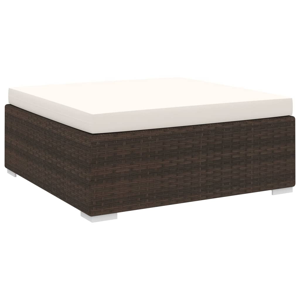 Voetensteun met kussen sectioneel Poly Rattan bruin Voetensteun met kussen sectioneel Poly Rattan bruin