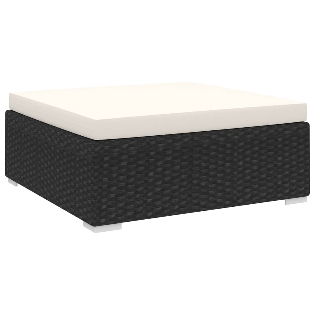 Voetensteun met kussen sectioneel Poly Rattan zwart Voetensteun met kussen sectioneel Poly Rattan zwart