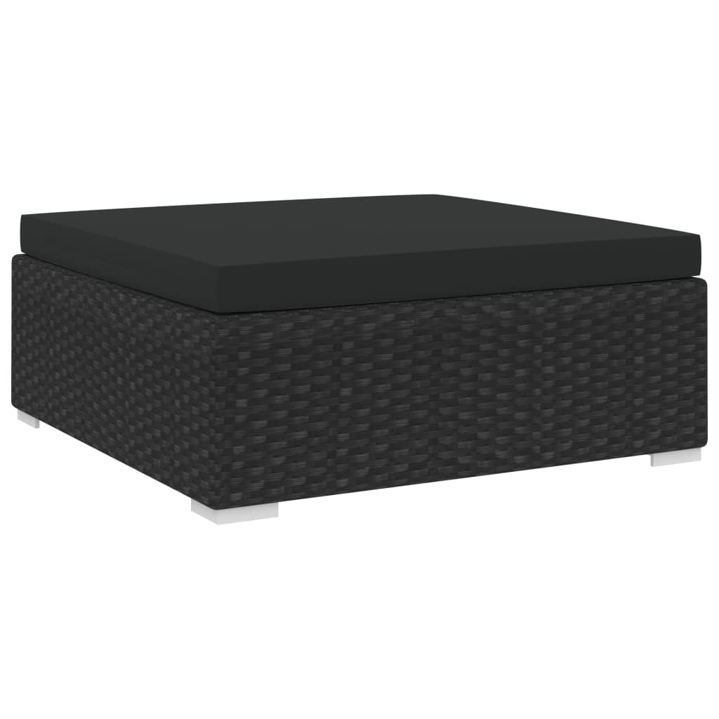 Voetensteun met kussen sectioneel Poly Rattan zwart Voetensteun met kussen sectioneel Poly Rattan zwart