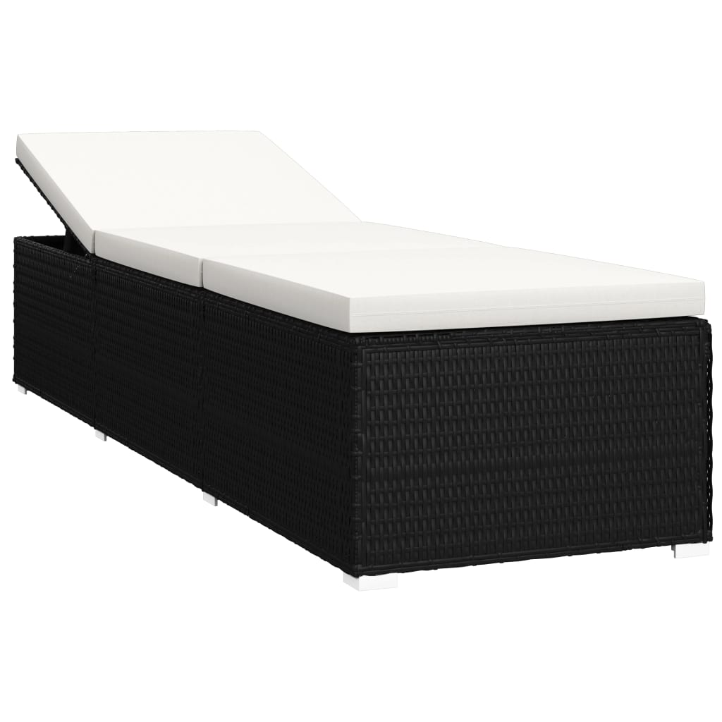 Ligbed met kussen en theetafel poly rattan crmewit Ligbed met kussen en theetafel poly rattan crmewit
